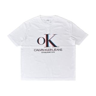 【Calvin Klein 凱文克萊】CK Calvin Klein多色OK印花LOGO純棉短T(XS/S/M/白)