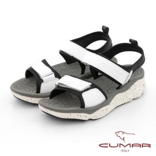【CUMAR】輕量化真皮彈力厚底涼鞋(白色)