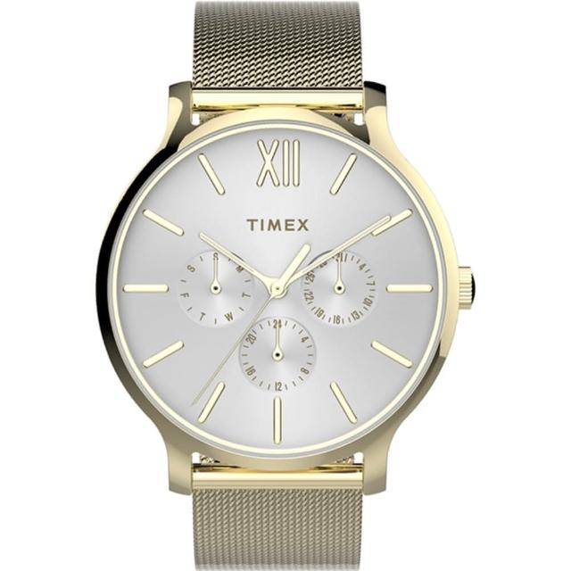 【TIMEX】天美時 復刻系列 三眼耀眼金屬光手錶-金色(TXTW2T74600)