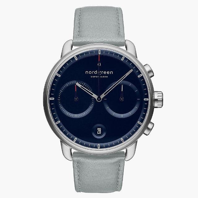 【Nordgreen】Pioneer北歐藍錶盤霧霾藍純素皮革錶帶42mm(PI42SIVEDONA)