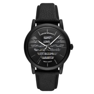 【EMPORIO ARMANI】經典Luigi 老鷹壓紋縷空機械腕錶43mm(AR60032)