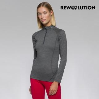 【Rewoolution】女LINDSEY 190g長袖半開襟 [碳灰]REAB2WC702(羊毛衣 長袖T恤 登山必備 吸濕排汗)