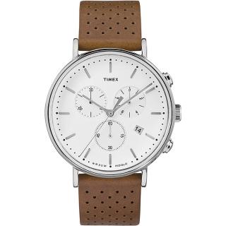 【TIMEX】天美時 Fairfield 簡約三眼計時手錶-棕色(TXTW2R26700)