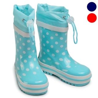 【Playshoes】天然橡膠中筒束口式兒童雨鞋-波點(男女童雨靴)