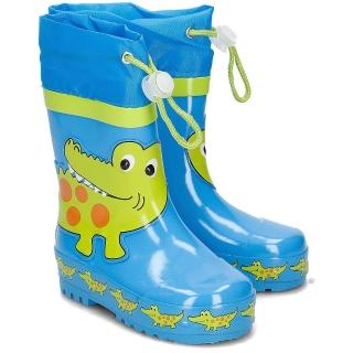 【Playshoes】天然橡膠中筒束口式兒童雨鞋-鱷魚(男女童雨靴)