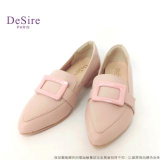 【DeSire】小尖頭方扣中跟樂福鞋-粉(1137013-70)