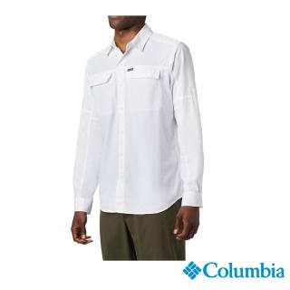【Columbia 哥倫比亞 官方旗艦】男款-UPF50快排長袖襯衫-白色(UAE06510WT / 快排.防曬.休閒)