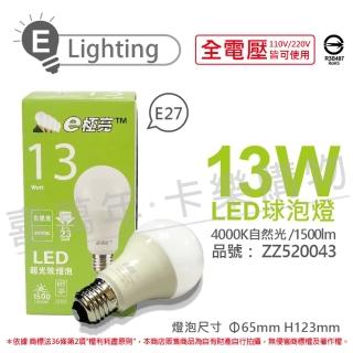 【E極亮】6入組 LED 13W 4000K 自然光 全電壓 球泡燈 _ ZZ520043