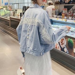 【BBHONEY】韓風蕾絲拼接甜美牛仔外套(網美必備款)