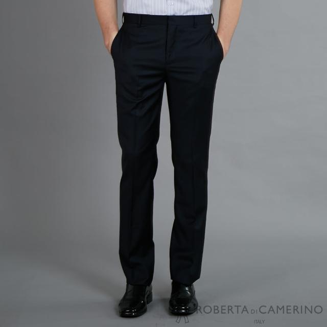 【ROBERTA 諾貝達】進口素材 修身設計 紳士西裝褲(藍黑)