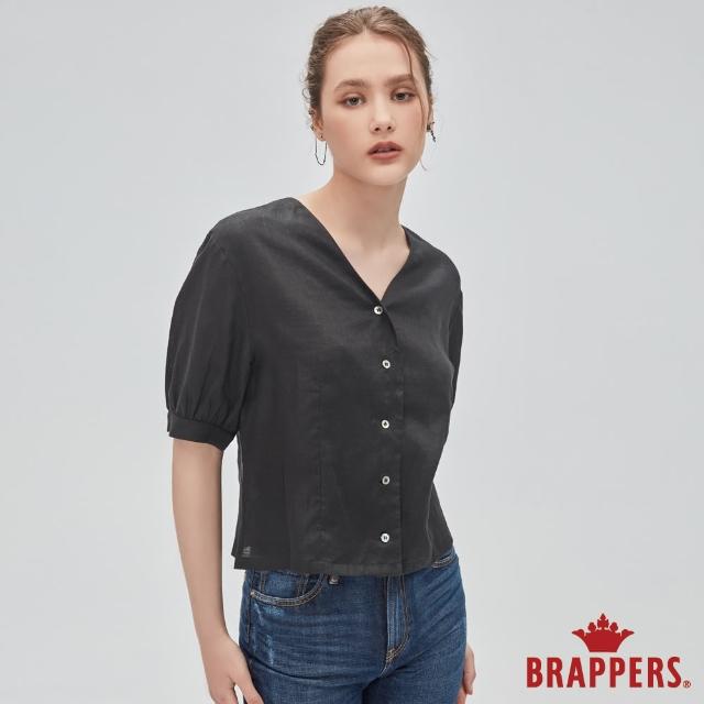 【BRAPPERS】女款 短版打褶澎袖襯衫(黑)
