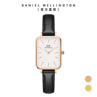 【Daniel Wellington】DW 手錶 Quadro Sheffield 20x26mm經典黑真皮皮革小方錶(兩色 DW00100434)