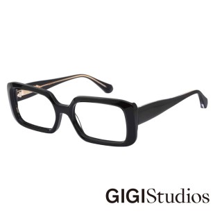 【GIGI Studios】個性復古長方形平光眼鏡(黑 - BRIGHT-6502/1)