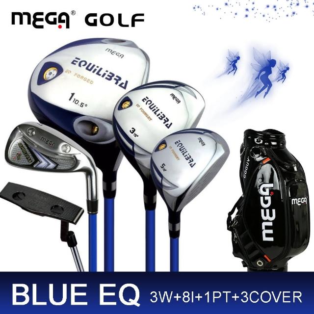 【MEGA GOLF】BLUE EQ球桿組 3W8I1PT+COVER 12支 贈質感球桿袋(高爾夫球桿 套桿)