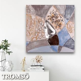 【TROMSO】時尚無框畫抽象藝術-悠藍百合W422(畫作無框畫油畫抽象畫裝飾)