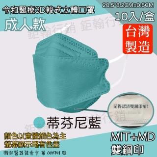 【令和】雙鋼印韓版成人3D醫療口罩4盒組-蒂芬妮藍(特殊色 KF94 40入/4盒)