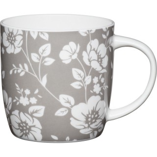 【KitchenCraft】骨瓷馬克杯 灰花卉425ml(水杯 茶杯 咖啡杯)
