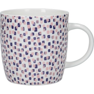 【KitchenCraft】骨瓷馬克杯 繽紛方格425ml(水杯 茶杯 咖啡杯)