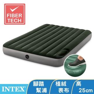 【INTEX 原廠公司貨】經典雙人加大充氣床墊fiber-tech內建腳踏幫浦-寬152cm(64763)