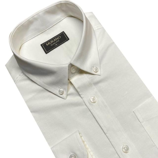 【MURANO】SLIM FIT 長袖彈力襯衫-奶油色(台灣製、現貨、修身、彈力)