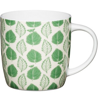 【KitchenCraft】骨瓷馬克杯 綠葉425ml(水杯 茶杯 咖啡杯)