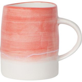 【NOW】裂紋瓷製馬克杯 珊瑚紅340ml(水杯 茶杯 咖啡杯)