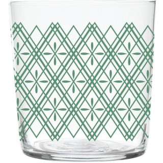 【EXCELSA】窗花玻璃杯 綠370ml(水杯 茶杯 咖啡杯)