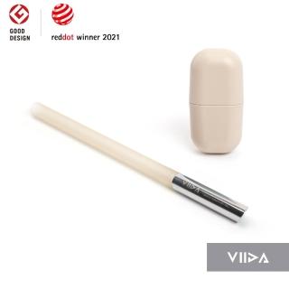 【VIIDA】UiU 環保便攜粗吸管+杯套-裸膚米(首創異材質結合醫療級鉑金矽膠+316不鏽鋼)