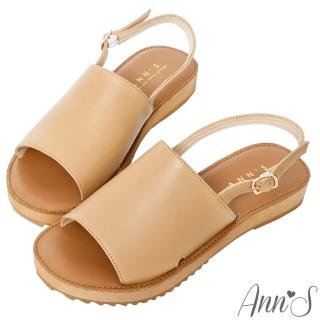 【Ann’S】簡單模樣-柔軟綿羊皮一字寬帶平底涼鞋-版型偏小(棕)