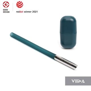 【VIIDA】UiU 環保便攜粗吸管+杯套-石墨綠(首創異材質結合醫療級鉑金矽膠+316不鏽鋼)