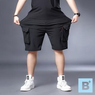 【B+ 大尺碼專家】現貨-大尺碼-鬆緊褲頭 冰絲排汗彈性短褲(0205528)
