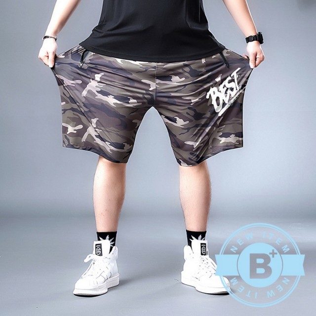 【B+ 大尺碼專家】現貨-大尺碼-冰絲 彈性 迷彩 短褲(0205524)