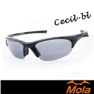 【MOLA】摩拉6-11歲兒童運動太陽眼鏡推薦 黑 UV400 抗紫外線 跑步 棒球 男女Cecil-bl