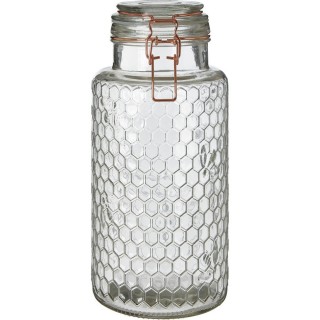 【Premier】蜂巢扣式玻璃密封罐 玫瑰金1.9L(保鮮罐 咖啡罐 收納罐 零食罐 儲物罐)