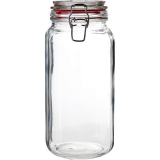 【Premier】扣式玻璃密封罐 紅2L(保鮮罐 咖啡罐 收納罐 零食罐 儲物罐)