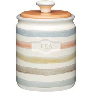 【KitchenCraft】茶葉陶製密封罐 復古條紋(保鮮罐 咖啡罐 收納罐 零食罐 儲物罐)