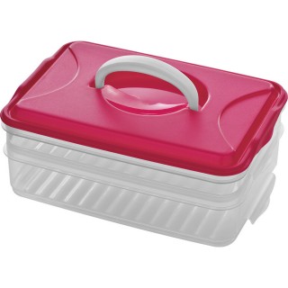 【Premier】雙層保鮮盒 粉(收納盒 環保餐盒 便當盒 野餐)