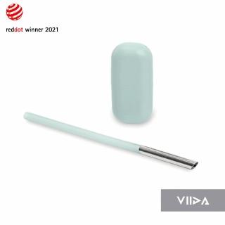 【VIIDA】UiU 環保便攜細吸管+杯套-薄荷綠(首創異材質結合醫療級鉑金矽膠+316不鏽鋼)