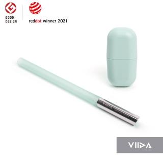 【VIIDA】UiU 環保便攜粗吸管+杯套-薄荷綠(首創異材質結合醫療級鉑金矽膠+316不鏽鋼)