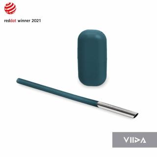 【VIIDA】UiU 環保便攜細吸管+杯套-石墨綠(首創異材質結合醫療級鉑金矽膠+316不鏽鋼)
