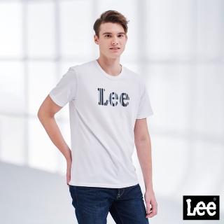 【Lee 官方旗艦】男裝 短袖T恤 / 豎條紋 大LOGO 經典白 標準版型(LL210150K14)