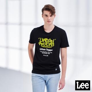 【Lee 官方旗艦】男裝 短袖T恤 / 涼感 藝術文字 氣質黑 標準版型 / Urban Riders 系列(LL210148K11)