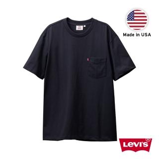 【LEVIS 官方旗艦】MIU美國製 男 單口袋重磅素T/BOXY寬鬆方正版型/250GSM厚棉 黑 人氣新品 19858-0003