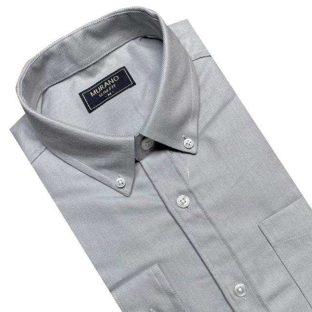 【MURANO】SLIM FIT 長袖襯衫-淺灰斜紋(台灣製、現貨、修身)