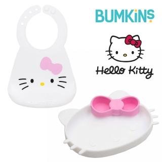 【Bumkins】寶寶矽膠餐盤+矽膠圍兜(Hello Kitty)
