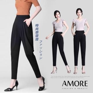 【Amore】韓版高腰天絲時裝顯瘦哈倫褲(寬鬆顯瘦好穿搭)
