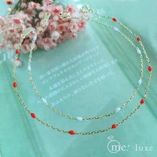 【me.luxe】K10黃K冷琺瑯手鍊-紅(日本輕珠寶網路銷售NO.1)