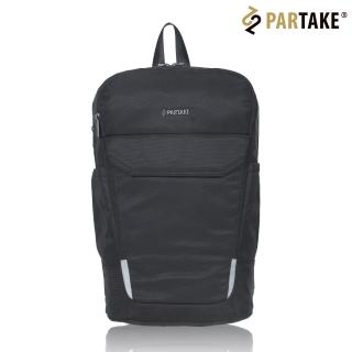 【PARTAKE】15.6吋潮流電腦後背包-黑色(★行李箱插袋設計★)