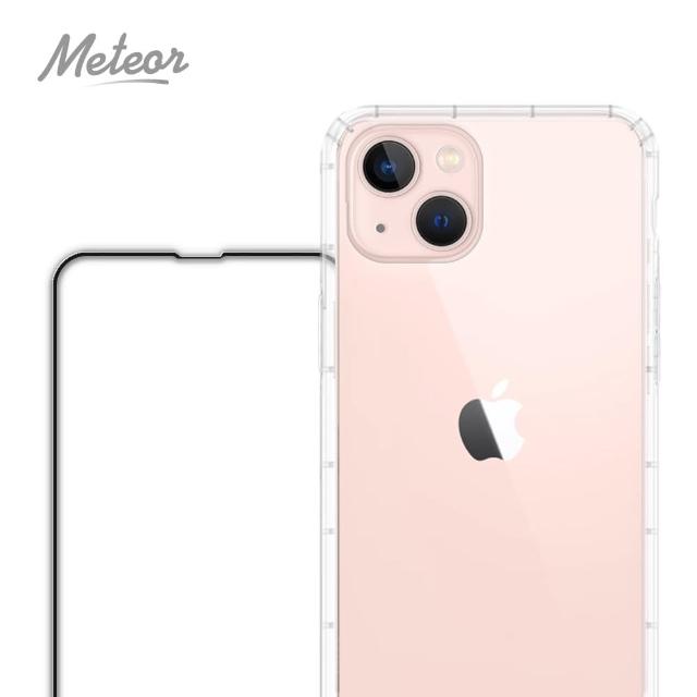 【Meteor】iPhone 13 6.1吋 手機保護超值2件組(透明空壓殼+鋼化膜)
