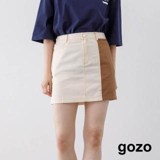 【gozo】minus g-限量系列 拼接配色短裙(兩色)
